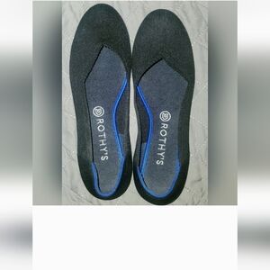 Rothy's Black Flats with Blue Trim